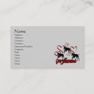 Carte De Visite Greyhounds And Hearts Animal