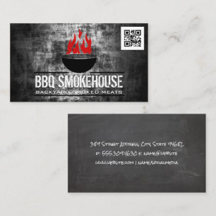 Carte De Visite Grill barbecue en feu code qr