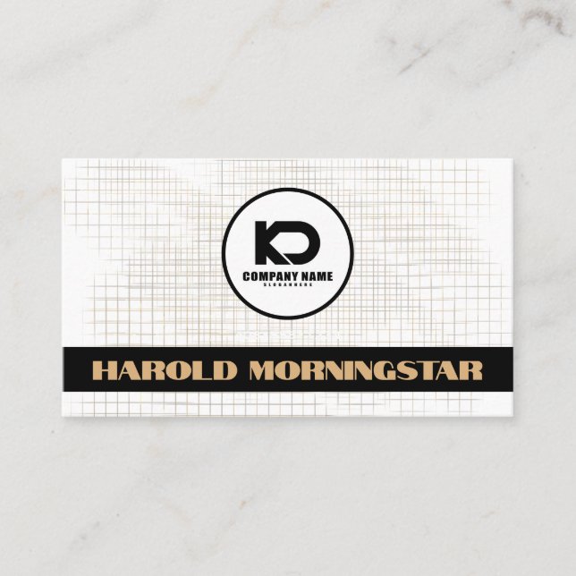 Carte De Visite Grille blanche noire moderne avec Qr et Logo (Devant)