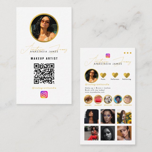 Carte De Visite Grille de flux photo Influencer Médias sociaux Cod (Devant / Derrière)