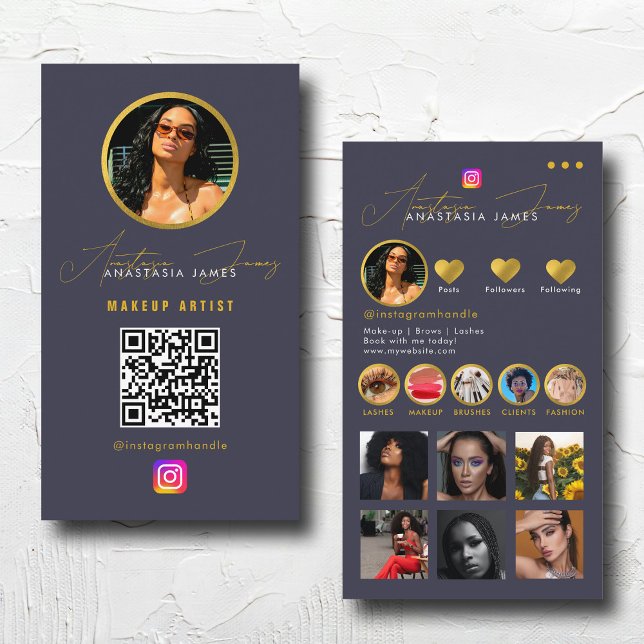 Carte De Visite Grille de flux photo Influencer Médias sociaux Cod (Influencer Photo Feed Grid Social Media QR Code Business Card)