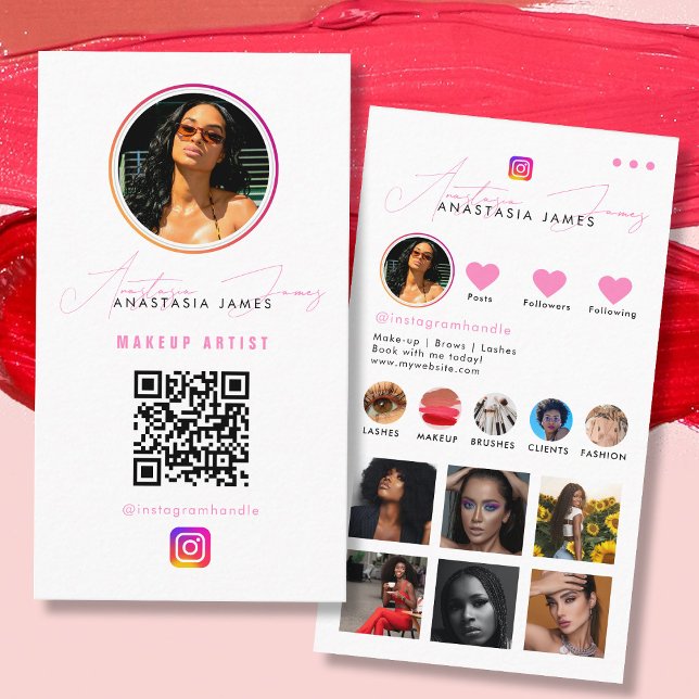 Carte De Visite Grille de flux photo Influencer Médias sociaux Cod (Influencer Photo Feed Grid Social Media QR Code Business Card)