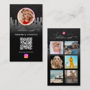 Carte De Visite Grille de flux photo Médias sociaux Code QR Partie