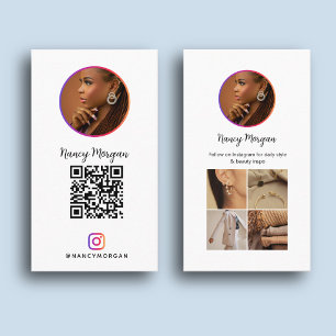 Carte De Visite Grille de photos de code QR Instagram minimaliste