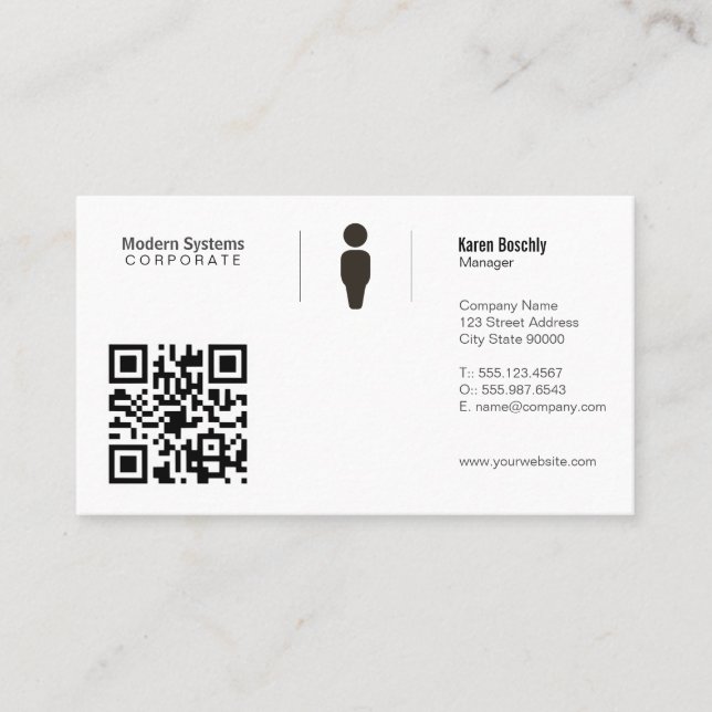 Carte De Visite Grille simple | Code QR (Devant)