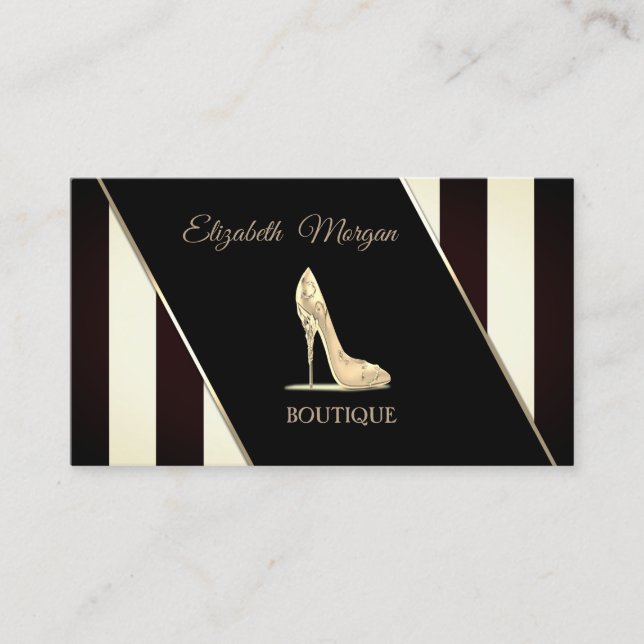 Carte De Visite Grilles Noires Et Blanches Modernes, Haut Talon (Devant)