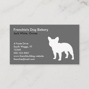 Carte De Visite Gris à la français français blanc de chien de l