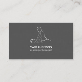 Carte De Visite Gris Argent Blanc Massage Thérapie Masseuse Spa