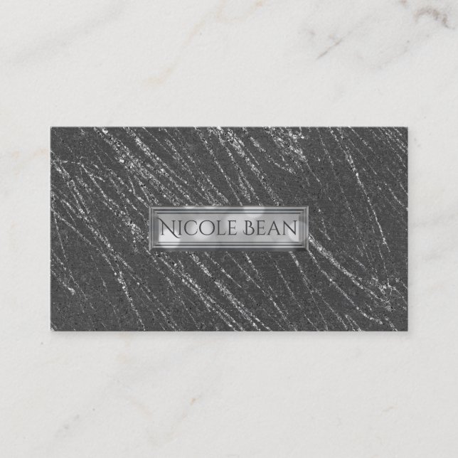 Carte De Visite Gris & Argent Moderne Marbre de Glam Concepteur de (Devant)