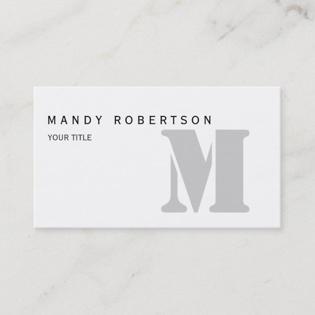 Carte de visite gris blanc monogramme (Devant)