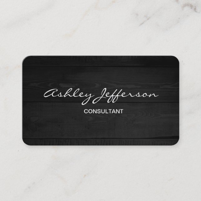 Carte De Visite Gris Bois Professionnel Script élégant tendance (Devant)