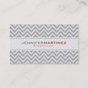 Carte De Visite Gris clair Retro Chevron Motif Lin Texture