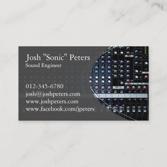 Carte de visite gris de la console de mixage audio (Devant)