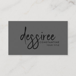 Carte De Visite Gris de script noir moderne minimaliste