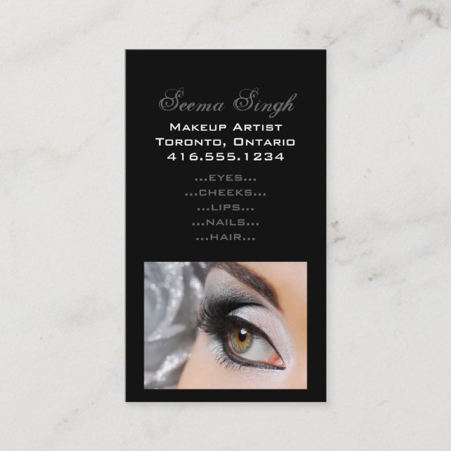 Carte De Visite Gris d'oeil de Smokey de maquillage (Devant)