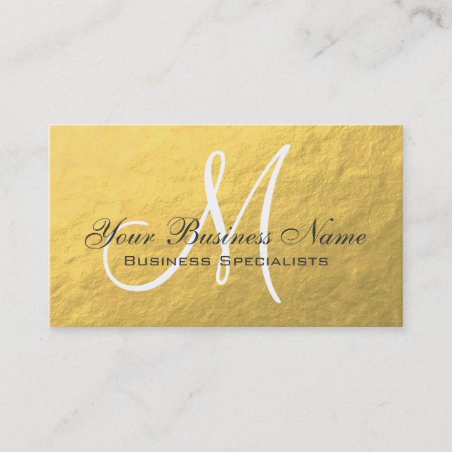 Carte De Visite Gris d'or gris simple Monogramme simple (Devant)