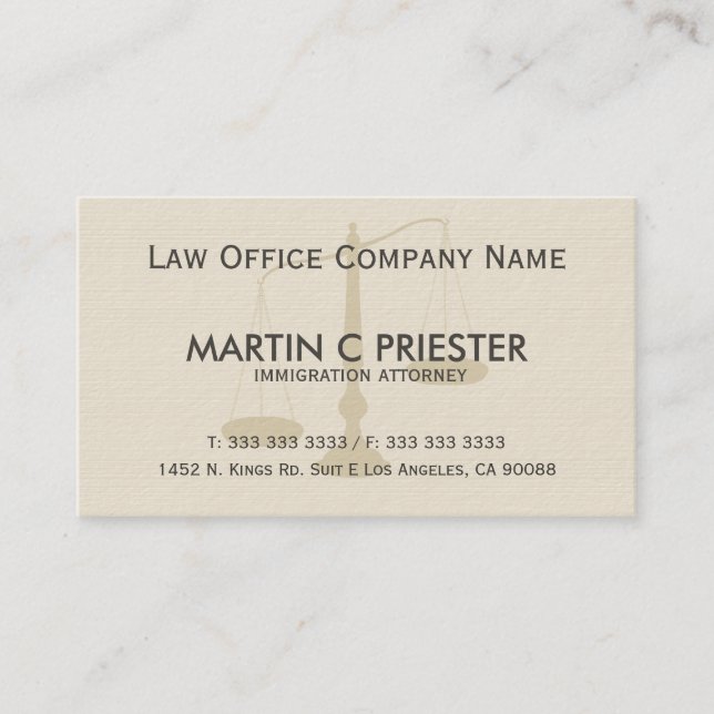 Carte De Visite Gris Et Beige Texture Avocat À La Loi (Devant)