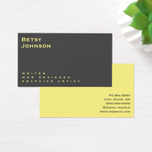 Carte de visite gris et jaune minimaliste