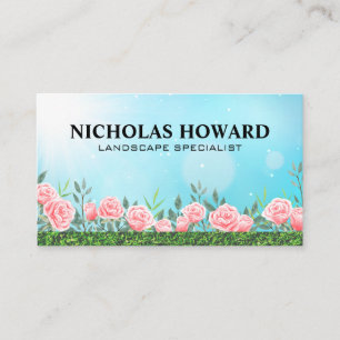 Carte De Visite Gris et roses roses roses   Jardin