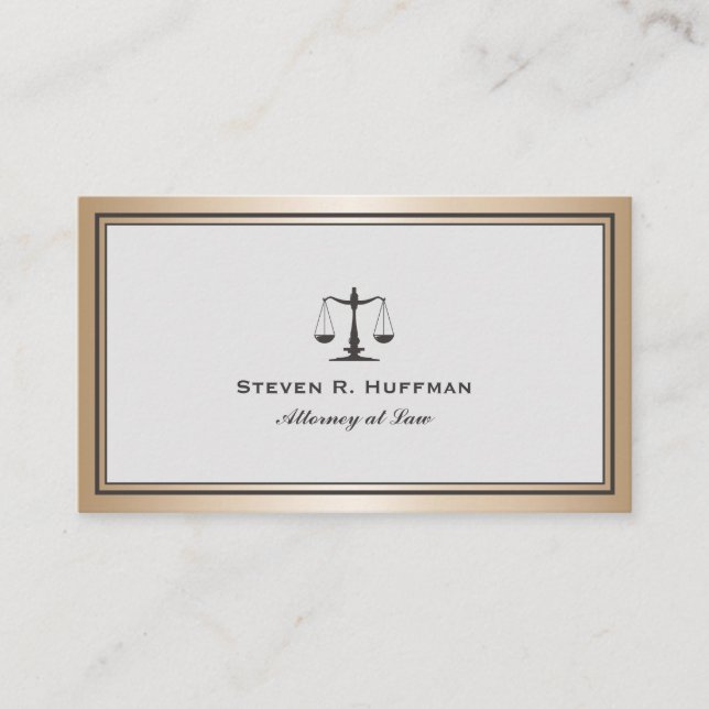 Carte De Visite Gris Gold Attorney Justice Scale Professionnel (Devant)