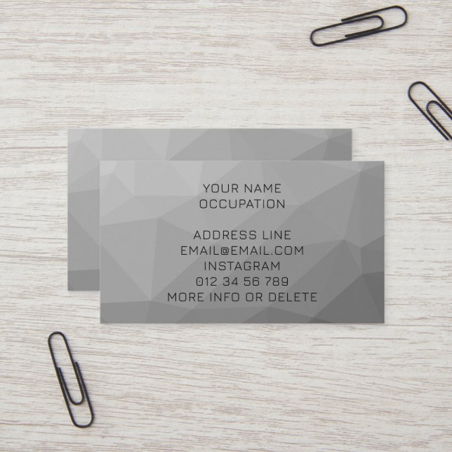 Carte De Visite Gris Gradient Mesh géométrique Motif élégant (Devant/Arrière en situation)
