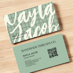 Carte De Visite Gris gras gris gras Motif QR Code pour artisanal