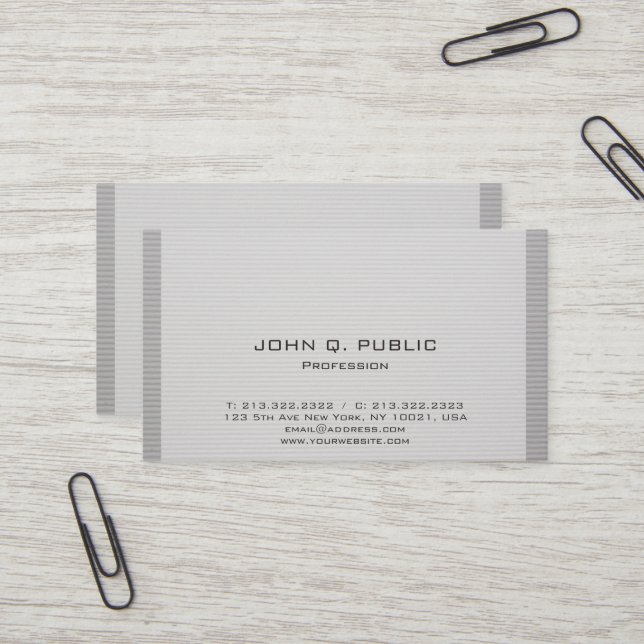 Carte De Visite Gris Gris Gratuit Professionnel Élégant Design élé (Devant/Arrière en situation)
