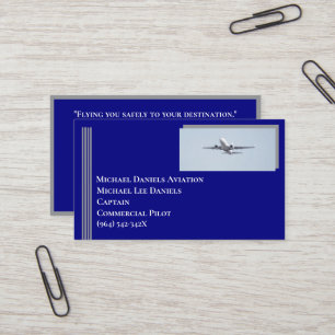 Carte De Visite Gris Gris Gris Avion commercial Capitaine pilote