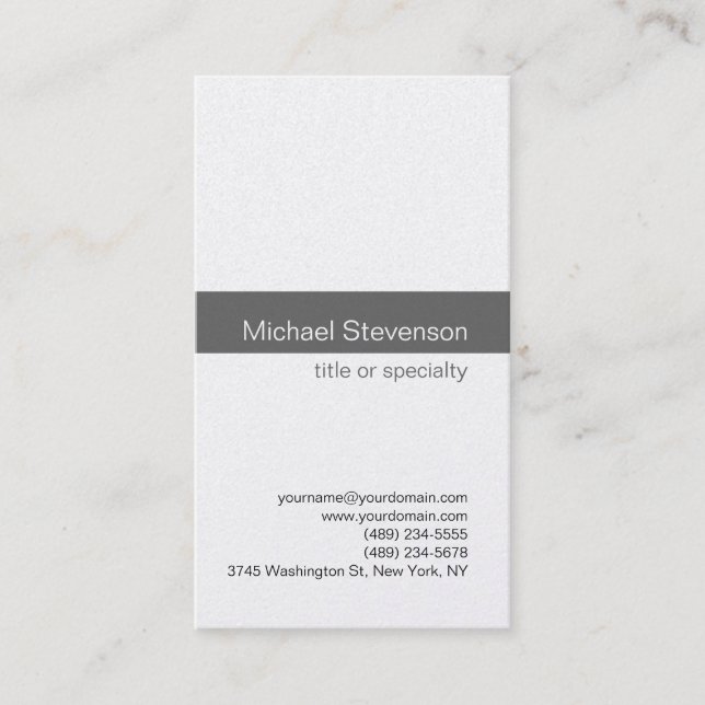 Carte De Visite Gris Gris Vertical Stylish tendance (Devant)
