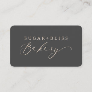 Carte De Visite Gris moderne Brown Script Boulangerie Petit Busin