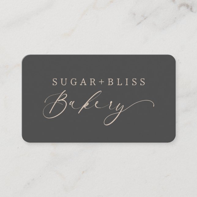 Carte De Visite Gris moderne Brown Script Boulangerie Petit Busin (Devant)