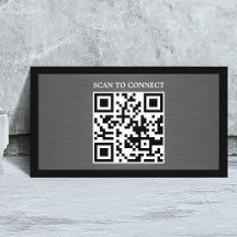 Gris Moderne Métal Faux Code QR Noir Gras