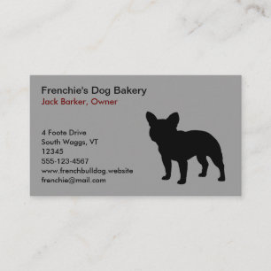 Carte De Visite Gris noir de Frenchie de silhouette de chien de