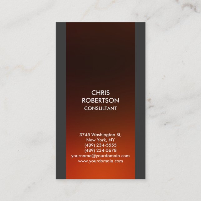 Carte de visite gris orange rouge brun vertical (Devant)