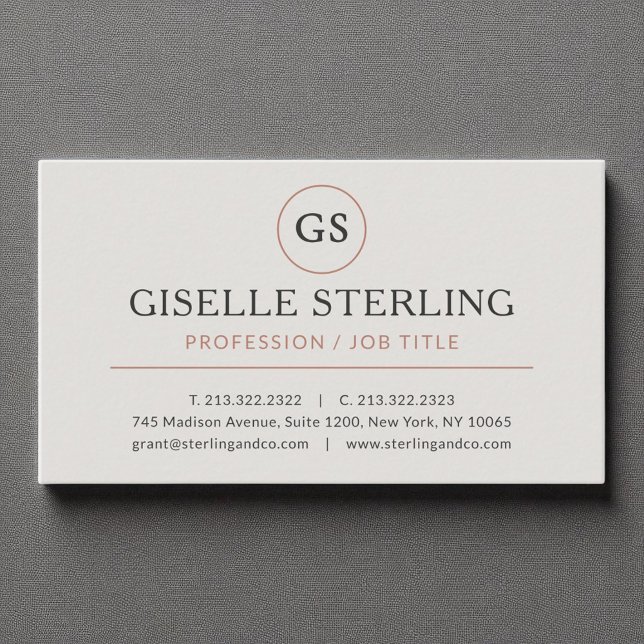 Carte De Visite Gris Rose Gold Luxury Minimaliste Professionnel (Créateur téléchargé)