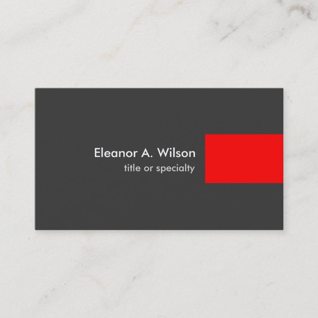 Carte De Visite Gris Rouge moderne Unique Plain tendance Professio (Devant)