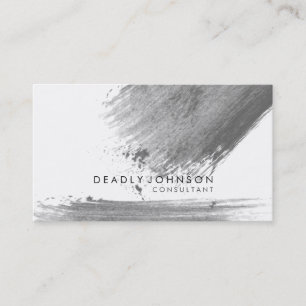 Carte De Visite Gris simple élégant de noir d'éclaboussure