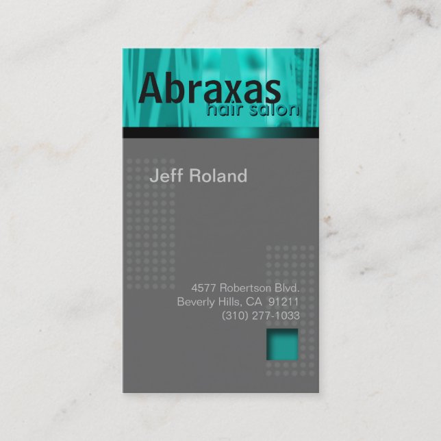 Carte de visite gris turquoise à la mode "Abraxas (Devant)