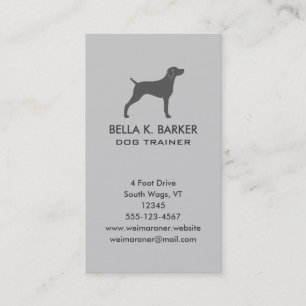 Carte De Visite Gris vertical de silhouette de chien de Weimaraner