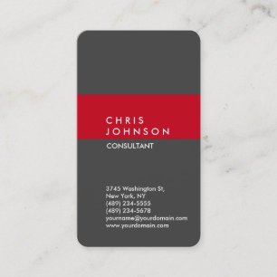 Carte De Visite Gris Vertical Red Stripe élégant tendance