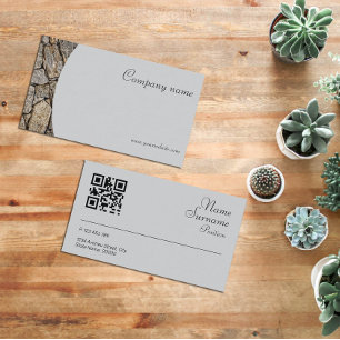Carte de visite grise QR en pierre minimaliste pou