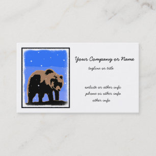 Carte De Visite Grizzly Bear en hiver - Art original de la faune