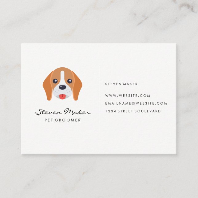 Carte De Visite Groomer animal de compagnie avec icône de chien (Devant)