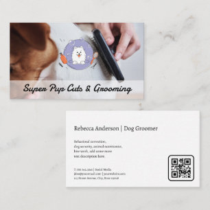 Carte De Visite Groomer brossant chien   Services animaux