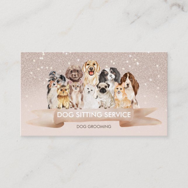 Carte De Visite Groomer de chien pour maître de sable beige (Devant)