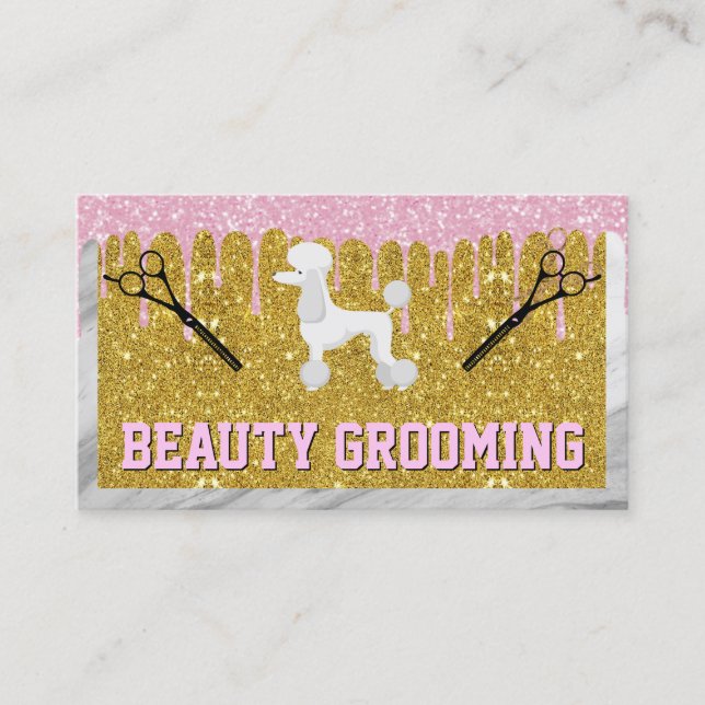 Carte De Visite Grooming animal de luxe | Parties scintillant | Ca (Devant)