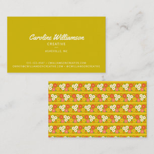 Carte De Visite Groovy Rétro Boho Chartreuse Vert Floral