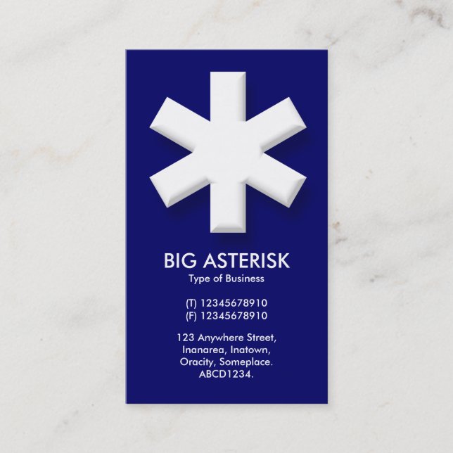 Carte De Visite Gros Astérisque - Bleu foncé (000066) (Devant)
