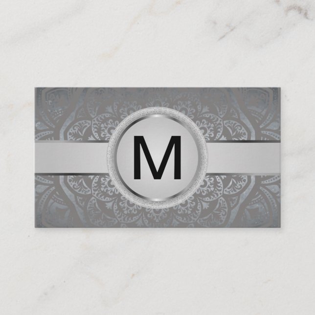 Carte De Visite Groupe Monogramme de luxe | Motif de mandala métal (Devant)
