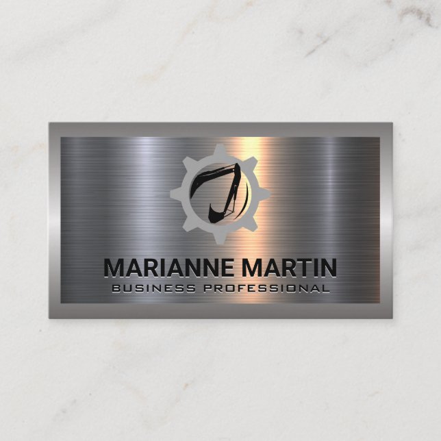 Carte De Visite Grue de construction | Argent métallique en alumin (Devant)